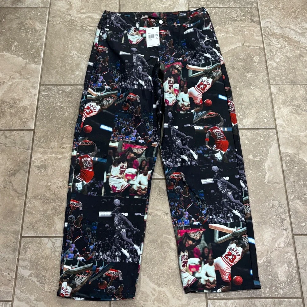Jordan Flight Heritage All Over Photo Print Pants Mens 34 Black IQ5238-010 NEW